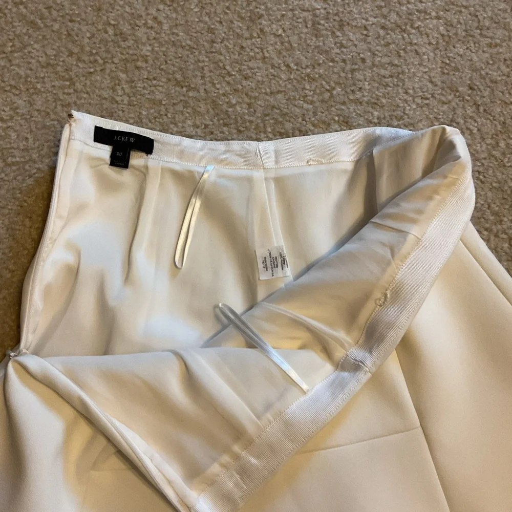 J. Crew Fit & Flared Cream Coquette 100% Linen Minimal Fully Lined Mini Skirt 00